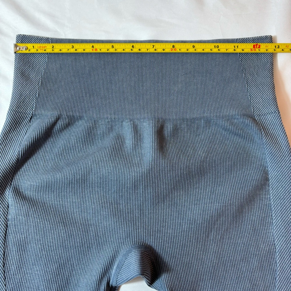 Leggings Hi-Rise Ribbed Stretchy Active Wear Seamless Blue Size Small/Medium - Picture 11 of 11